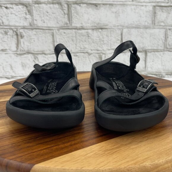 Tatami Birkenstock Womens 7 / 38 Narrow Black Leather Strappy Slip On Sandals - Picture 5 of 10